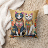 飾りフローラ猫2 クッション (ブランケット)