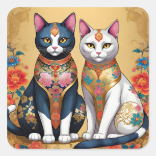 飾りフローラ猫2 スクエアシール