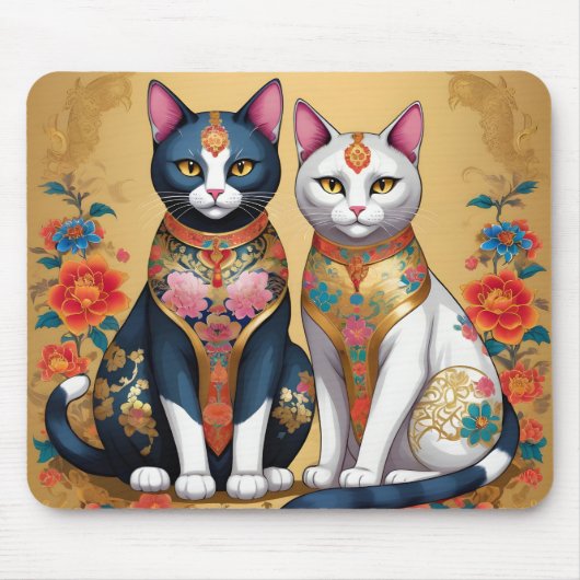 飾りフローラ猫2 マウスパッド (正面)