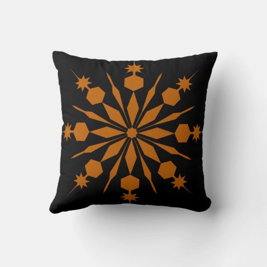 飾りメリークリスマススノーフレークブラックオレンジ クッション (裏面)