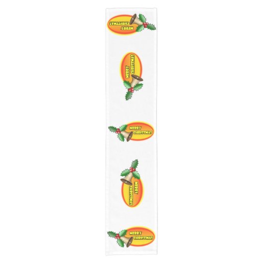 飾りメリークリスマスホリーバッジオーバル文字 ショートテーブルランナー (正面)