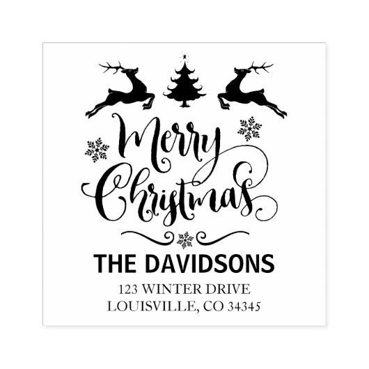 飾りモダンメリークリスマススクリプトモノグラム ラバースタンプ (インプリント)