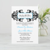 飾りモノグラムのダマスク結婚招待状 招待状 (スタンド正面)