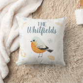 飾りロビンパーソナライズされたスノーフレークのクリスマス クッション (ブランケット)