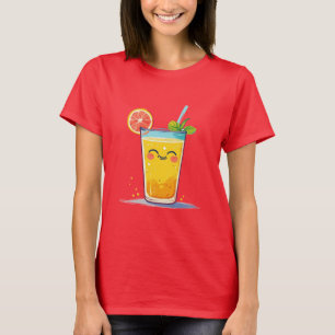 飾り付きのオレンジジュースのコップが可愛いグラス Tシャツ