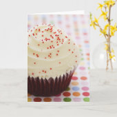 飾り付きのカップケーキ カード (黄色い花)