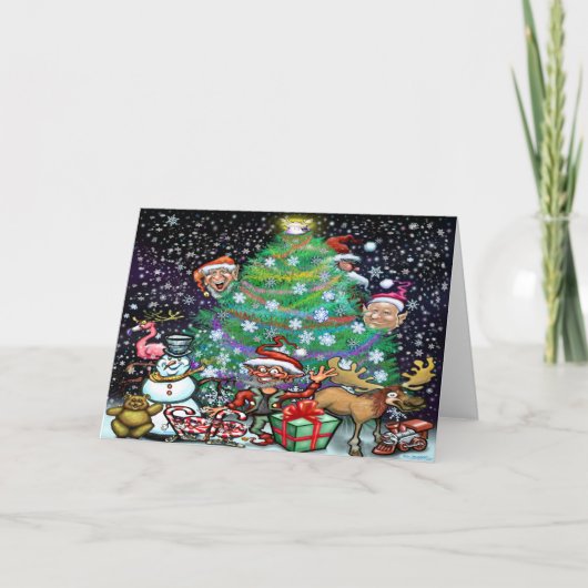 飾り付きのクリスマスツリー カード (正面)