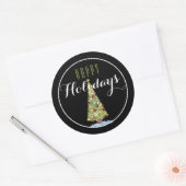飾り付きクリスマスツリーHappy Holiday ラウンドシール (封筒)
