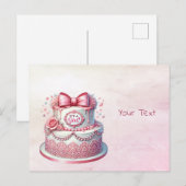 飾り付きピンクのケーキのポストカード ポストカード (正面/裏面)