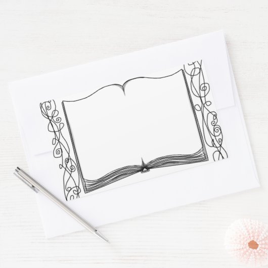 飾り付き本シール蔵書票 長方形シール (封筒)