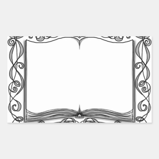 飾り付き本シール蔵書票 長方形シール (正面)