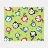 飾り付き目覚まし時計パターングリーンフリースブランケット フリースブランケット (正面(横))