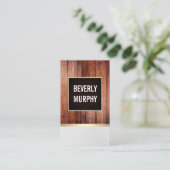 飾り付き素朴木材縁ど/金ゴールドトリム 名刺 (スタンド正面)