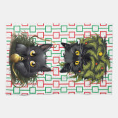飾り付き遊の黒猫 キッチンタオル (横)
