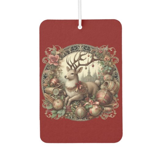 飾り付き鹿 カーエアーフレッシュナー (正面)