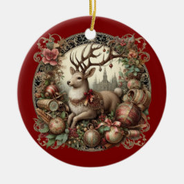 飾り付き鹿 セラミックオーナメント