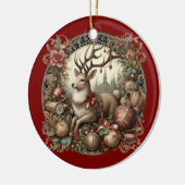 飾り付き鹿 セラミックオーナメント (左)