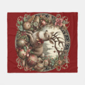 飾り付き鹿 フリースブランケット (正面(横))