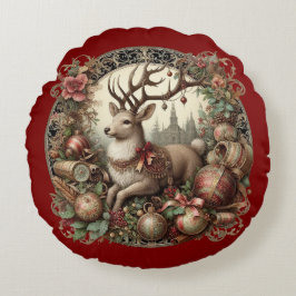 飾り付き鹿 ラウンドクッション
