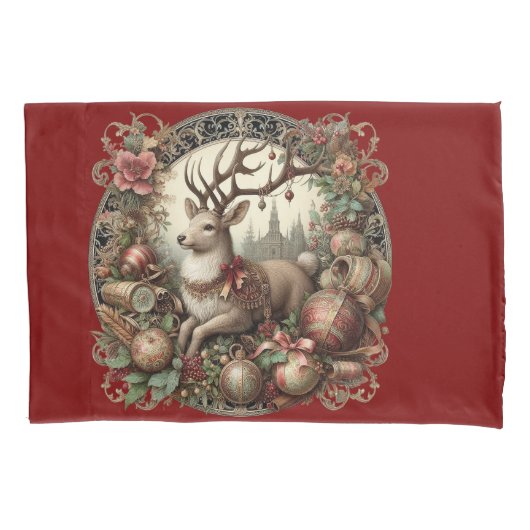 飾り付き鹿 枕カバー (正面)