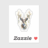 飾り付き〔雄ジカの〕枝角付きラグジュアリートナリーステッカー シール (シート)