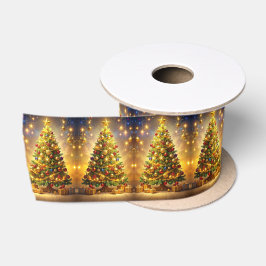 飾り付けされたクリスマスツリーリボン サテンリボン