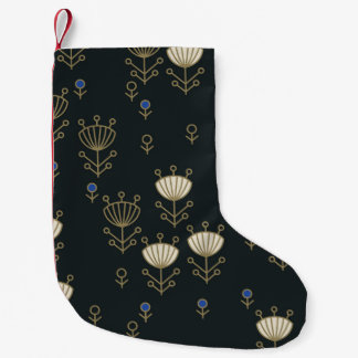 飾り付けのオーナメントを持つエスニック系の継ぎ目のない花 スモールクリスマスストッキング