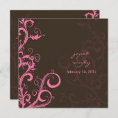 飾り付け/渦巻葉き/ピンク/チョコレート/ 招待状 (正面/裏面)