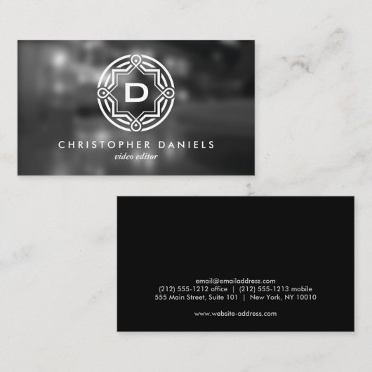 飾り円のロゴとイニシャル写真 名刺 (正面/裏面)