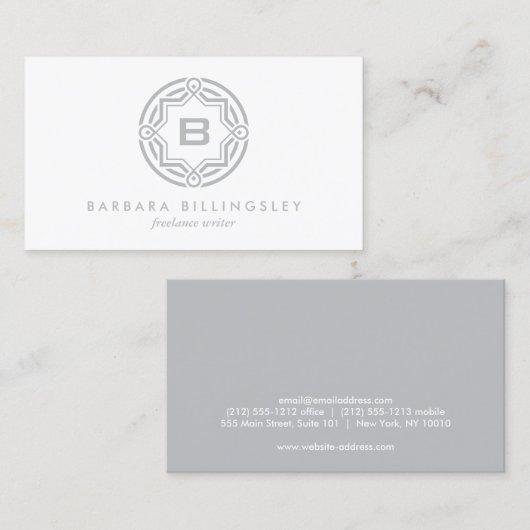 飾り円ロゴとイニシャルLt Gray 名刺 (正面/裏面)