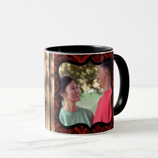 飾り写真枠竹ピグ紙の切りマグ マグカップ (正面右)