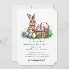 飾り卵と卵を入れたかご狩り 招待状