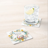 飾り卵と卵バスケットIフローライースター スクエアペーパーコースター (インサイチュ)