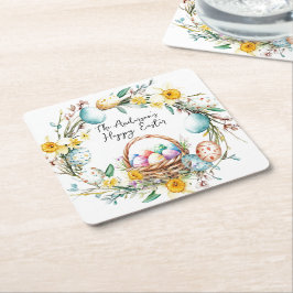 飾り卵と卵バスケットIフローライースター スクエアペーパーコースター