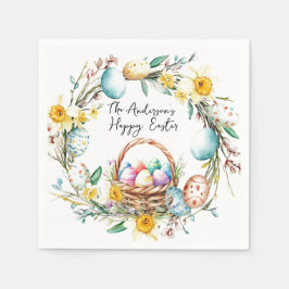 飾り卵と卵バスケットIフローライースター スタンダードカクテルナプキン