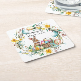 飾り卵のバニーIフローライースター スクエアペーパーコースター