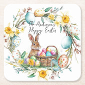 飾り卵のバニーIフローライースター スクエアペーパーコースター (正面)