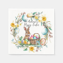 飾り卵のバニーIフローライースター スタンダードカクテルナプキン