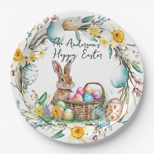 飾り卵のバニーIフローライースター ペーパープレート (正面)