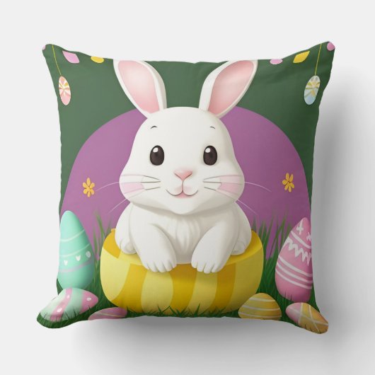 飾り卵を使ったかわいいイースターバニー クッション (正面)