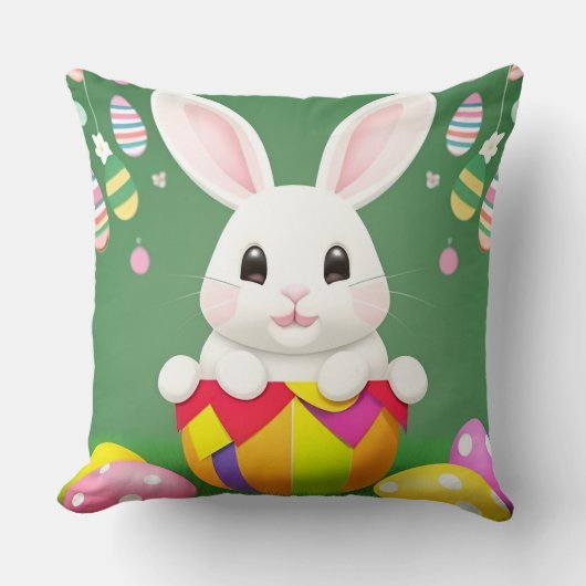 飾り卵を使ったかわいいイースターバニー クッション (正面)