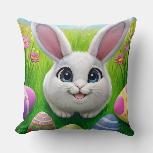 飾り卵を使ったかわいいイースターバニー クッション (正面)
