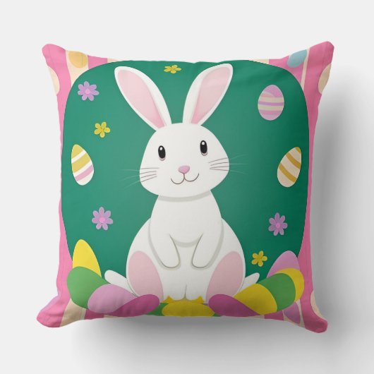飾り卵を使ったかわいいイースターバニー クッション (正面)