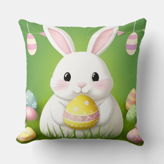 飾り卵を使ったかわいいイースターバニー クッション (正面)