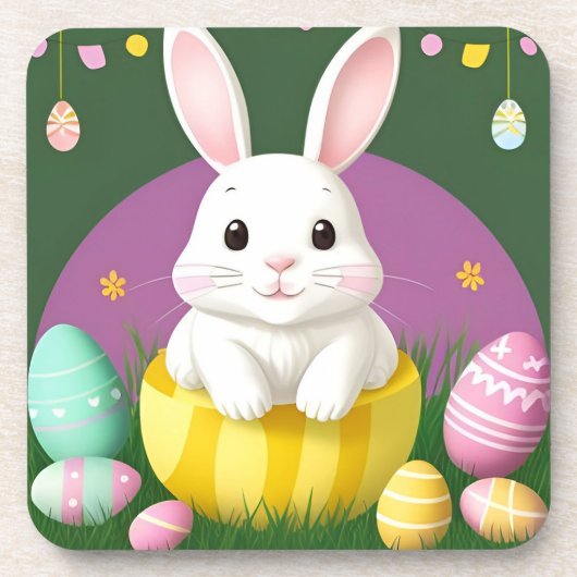 飾り卵を使ったかわいいイースターバニー コースター (正面)