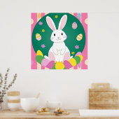 飾り卵を使ったかわいいイースターバニー ポスター (キッチン)
