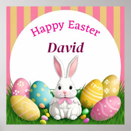 飾り卵を使ったかわいいイースターバニー ポスター