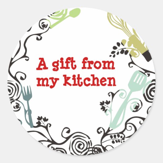 飾り台所用品ギフトシールラベル ラウンドシール (正面)