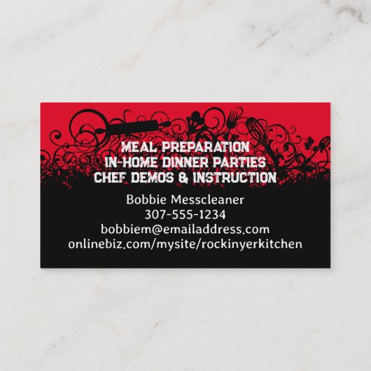 飾り台所用品料理シェフケータリング 名刺 (裏面)