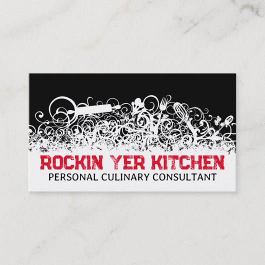 飾り台所用品料理シェフケータリング 名刺 (正面)